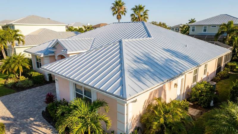 Example of roof cleaning in New Port Richey, FL — after soft washing. Concrete tile: algae is killed at the root with soft wash chemistry, not just rinsed.